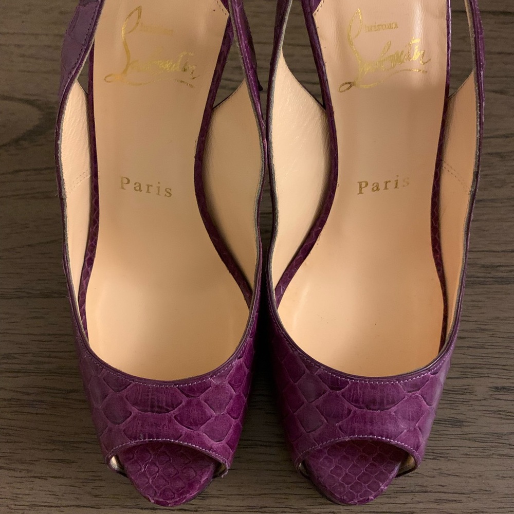 Christian Louboutin “No Prive” Python - Purple Slingback Sandal Pump Heel - Picture 10 of 14